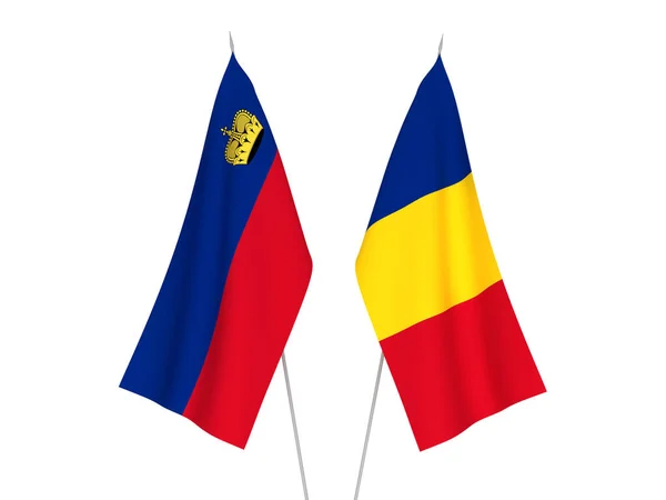 Drapeaux Roumanie et Liechtenstein — Photo