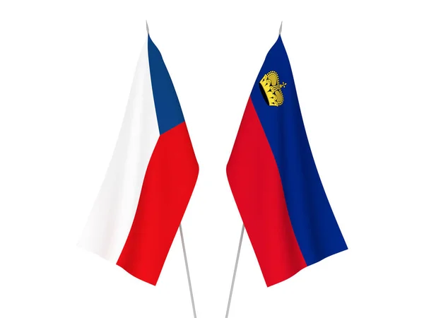 Vlaggen van Liechtenstein en Tsjechië — Stockfoto