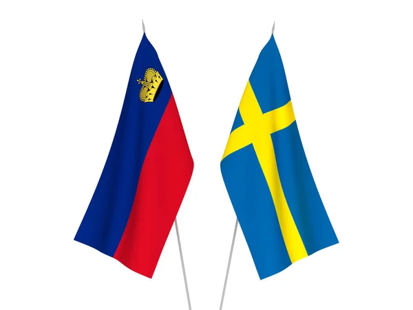 Flaggorna Sverige och Liechtenstein — Stockfoto