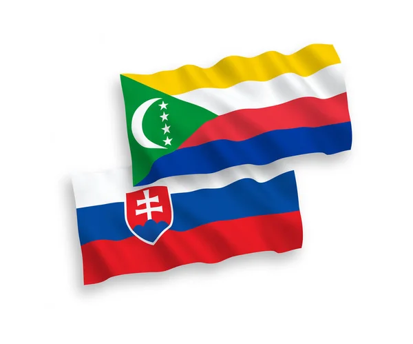 Slovakiens och Unionen Komorernas flagga på vit botten — Stock vektor