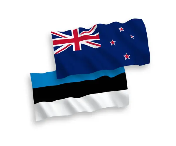 Σημαίες της Νέας Ζηλανδίας και της Εσθονίας σε λευκό φόντο — Διανυσματικό Αρχείο