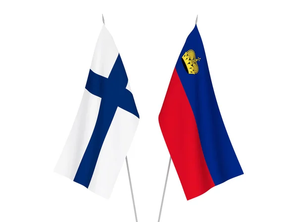 Vlaggen van Liechtenstein en Finland — Stockfoto