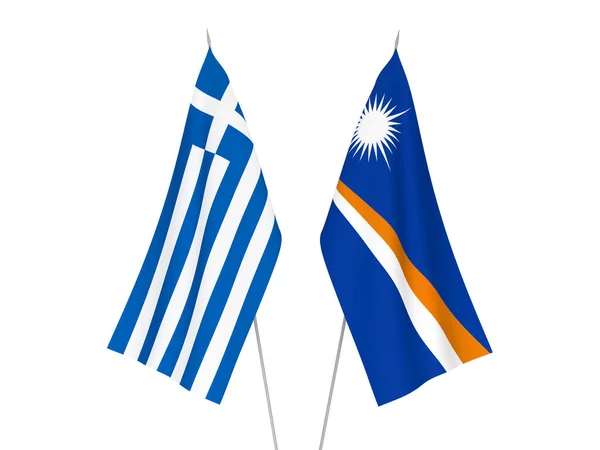 Flaggorna i Grekland och Marshallöarna — Stockfoto