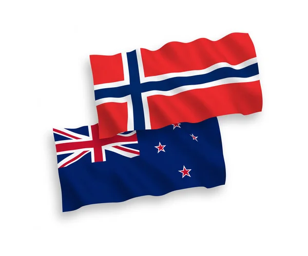 Σημαίες της Νορβηγίας και της Νέας Ζηλανδίας σε λευκό φόντο — Διανυσματικό Αρχείο