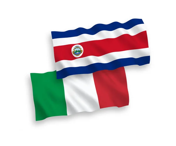 Banderas de Italia y República de Costa Rica sobre fondo blanco — Vector de stock