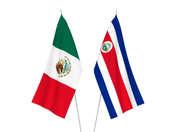 Vlaggen van de Republiek Costa Rica en Mexico — Stockfoto