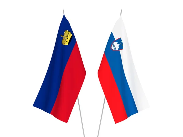 Slovinsko a Lichtenštejnsko vlajky — Stock fotografie