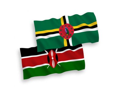 Beyaz arkaplanda Dominika ve Kenya bayrakları