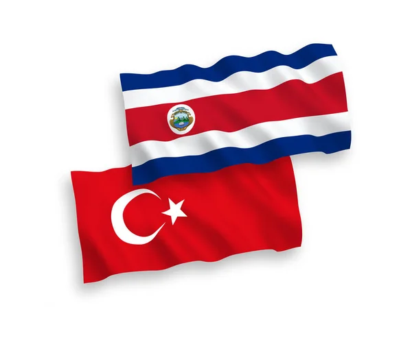 Bandeiras da Turquia e da República da Costa Rica sobre fundo branco —  Vetores de Stock