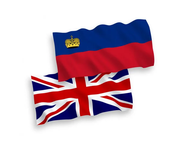 Флаги Великобритании и Лихтенштейна на белом фоне — стоковый вектор