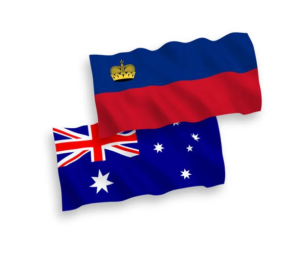 白色背景的澳大利亚和列支敦士登国旗 — 图库矢量图片