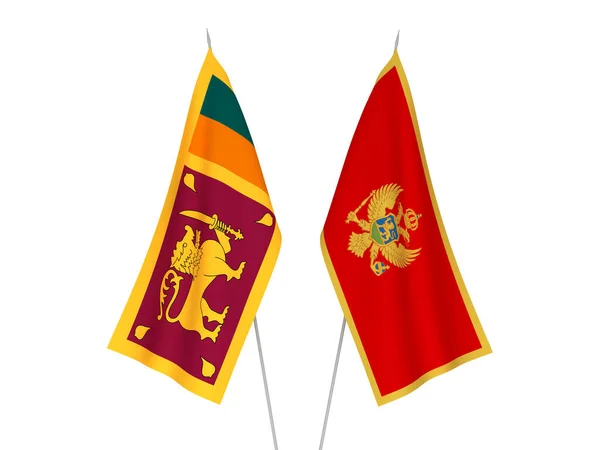 Bandeiras Tecido Nacional Montenegro República Democrática Socialista Sri Lanka Isoladas — Fotografia de Stock