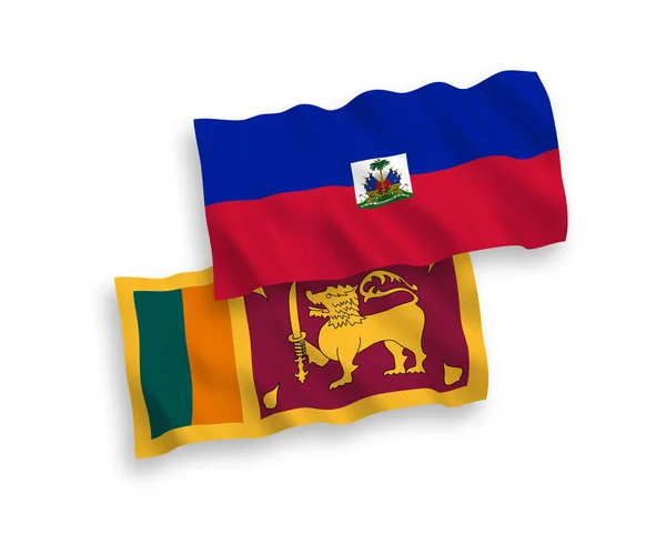 Bandeiras Onda Tecido Vetorial Nacional Sri Lanka República Haiti Isoladas — Vetor de Stock