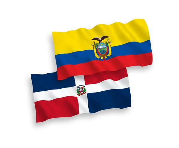 Drapeaux Vectoriels Nationaux Des Vagues Tissu République Dominicaine Équateur Isolés — Image vectorielle