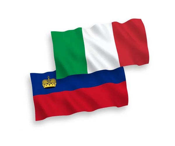 Национальные Векторные Волновые Флаги Италии Лихтенштейна Изолированы Белом Фоне Соотношение — стоковый вектор