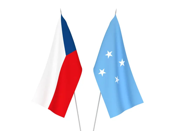 Nationale Stoffen Vlaggen Van Federale Staten Van Micronesië Tsjechië Geïsoleerd — Stockfoto