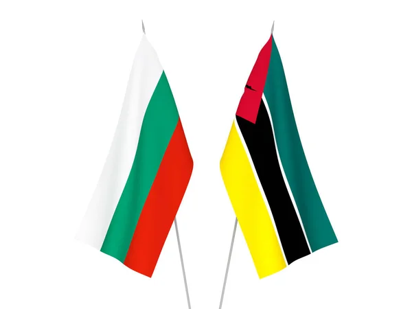 National Fabric Flags Bulgaria Republic Mozambique Isolated White Background Rendering — Stock Photo, Image