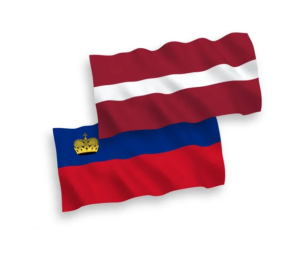 Flagi Narodowej Fali Wektorowej Łotwy Liechtensteinu Odizolowane Białym Tle Proporcja — Wektor stockowy