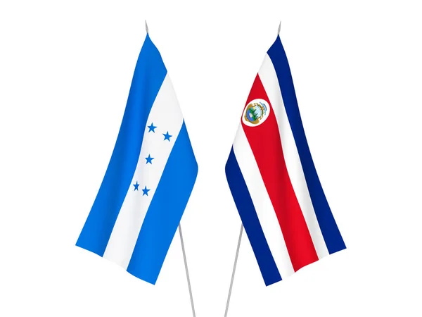 Nationalfahnen Von Honduras Und Der Republik Costa Rica Isoliert Auf — Stockfoto