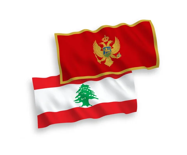 Vlaggen van Montenegro en Libanon op een witte achtergrond — Stockvector