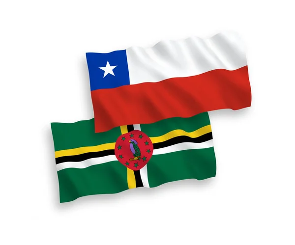 Vlaggen van Dominica en Chili op een witte achtergrond — Stockvector