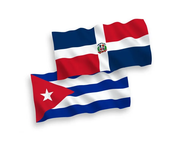 하얀 배경에 있는 도미니카 공화국 과 쿠바의 깃발 — 스톡 벡터