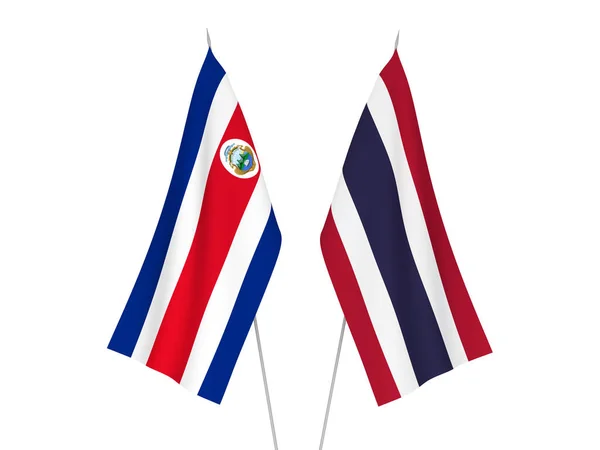 Drapeaux Nationaux Tissu Thaïlande République Costa Rica Isolés Sur Fond — Photo