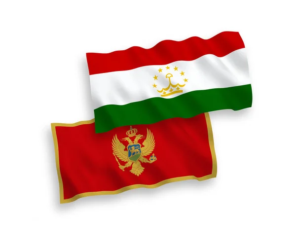 Národní Vektorové Tkaniny Vlnové Vlajky Černé Hory Tádžikistánu Izolované Bílém — Stockový vektor