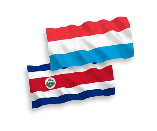 Národní Vektorové Textilie Vlnové Vlajky Republiky Kostarika Lucemburska Izolované Bílém — Stockový vektor