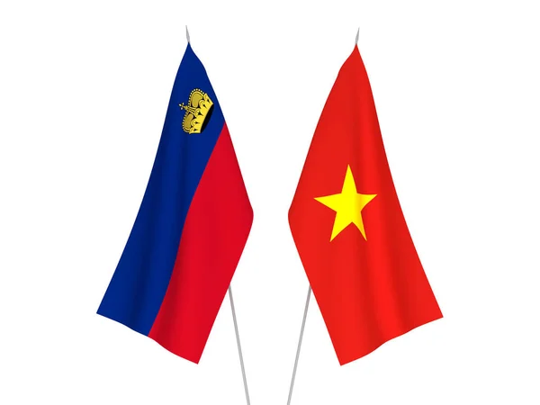 National Fabric Flags Vietnam Liechtenstein Isolated White Background Rendering Illustration — Stock Photo, Image