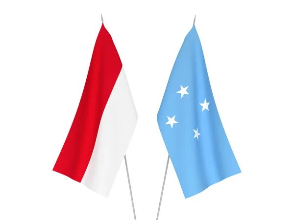 Nationale Stoffen Vlaggen Van Federale Staten Van Micronesië Indonesië Geïsoleerd — Stockfoto