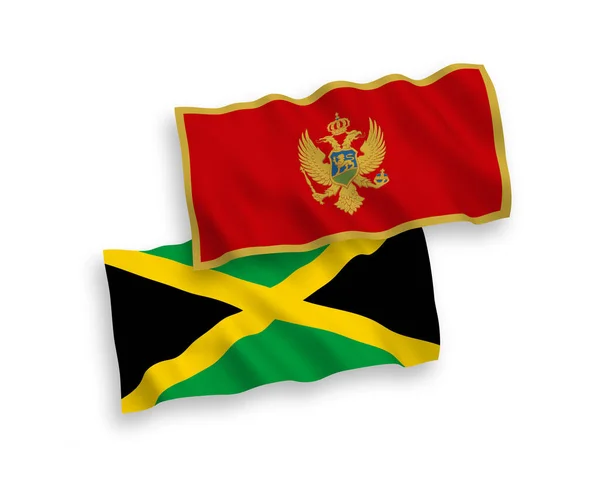 Флаги Черногории Ямайки Векторной Ткани Выделены Белом Фоне Соотношение — стоковый вектор