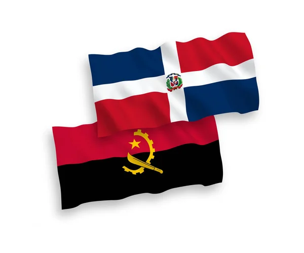 Флаги Доминиканской Республики Анголы Белом Фоне Соотношение — стоковый вектор