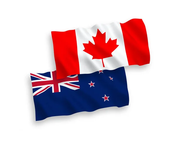 Εθνικό Διάνυσμα Υφασμάτινες Σημαίες Του Καναδά Και Της Νέας Ζηλανδίας — Διανυσματικό Αρχείο