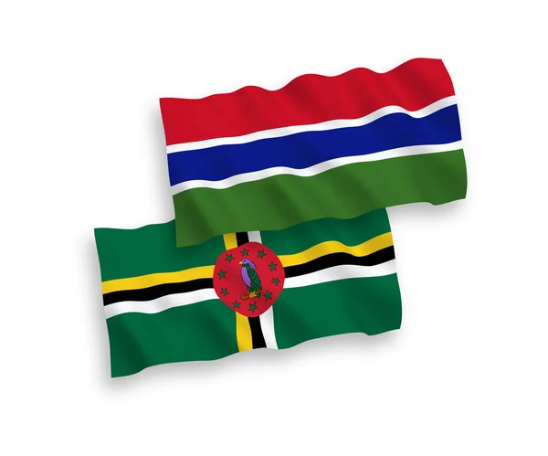 National Vector Fabric Wave Flags Dominica Republic Gambia Isolated White — 스톡 벡터