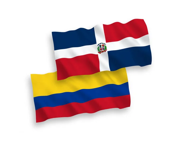 Banderas Nacionales Ondas Vectoriales República Dominicana Colombia Aisladas Sobre Fondo — Vector de stock