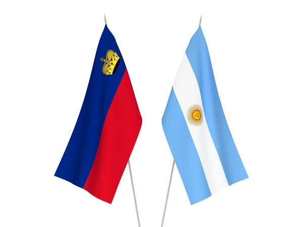 National Fabric Flags Argentina Liechtenstein Isolated White Background Rendering Illustration — Stock Photo, Image