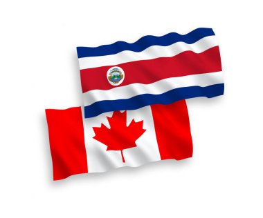 Beyaz arka planda Kanada ve Kosta Rika bayrakları