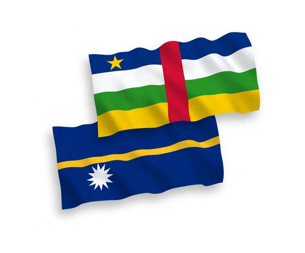 Flags of Central African Republic and Republic of Nauru on a white background — Archivo Imágenes Vectoriales