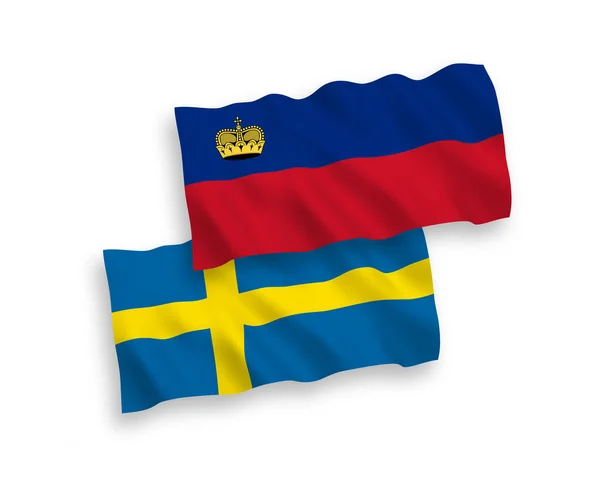 Flags of Sweden and Liechtenstein on a white background — стоковый вектор