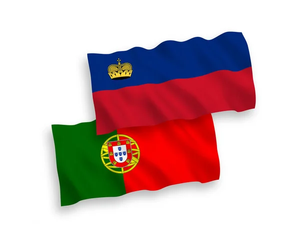 Flags of Portugal and Liechtenstein on a white background — Image vectorielle