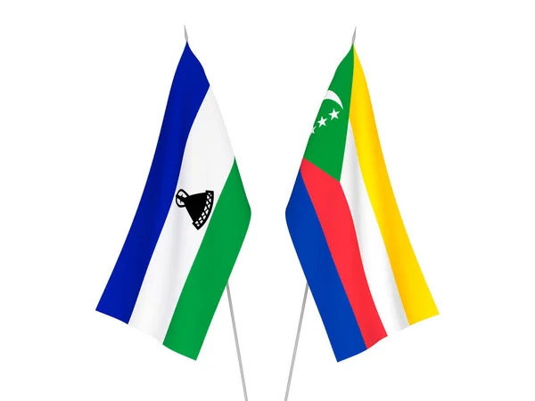Lesotho and Union of the Comoros flags — Fotografia de Stock