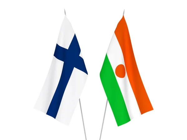 Drapeaux de la République du Niger et de Finlande — Photo