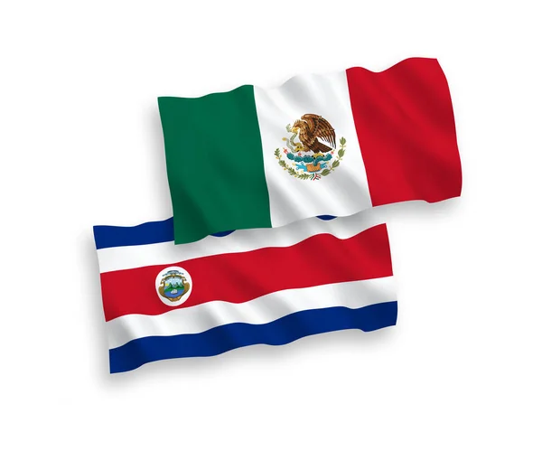 ธงของเม็กซิโกและสาธารณรัฐคอสตาริกาบนพื้นหลังสีขาว — ภาพเวกเตอร์สต็อก