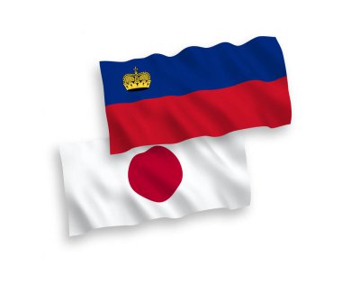 Beyaz arkaplanda Japonya ve Lihtenştayn bayrakları