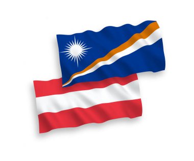 Beyaz arka planda Avusturya ve Marshall Adaları Cumhuriyeti bayrakları