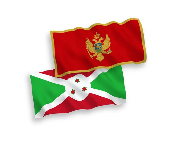 Flags of Montenegro and Burundi on a white background — Vettoriale Stock