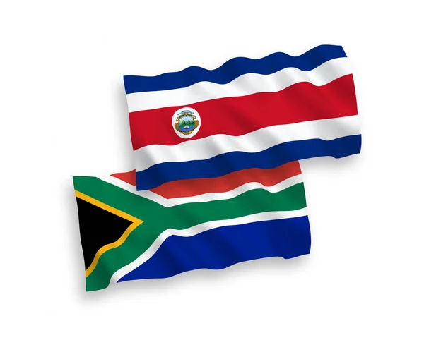 Flags of Republic of Costa Rica and Republic of South Africa on a white background — Stock Vector