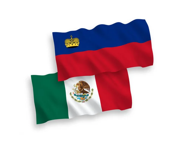 Mexikos och Liechtensteins flaggor på vit botten — Stock vektor