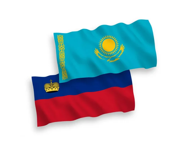 Flags of Kazakhstan and Liechtenstein on a white background — стоковый вектор
